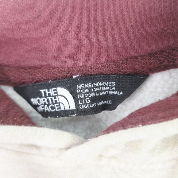 The North Face Mens L Beige Graphic Hoodie Pullover Hooded Sweatshirt TNF Logo - Picture 3 of 11